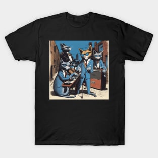 Jeffy and The Alley Cats, a Blues Band from the 1960’s made up of cats, T-Shirt